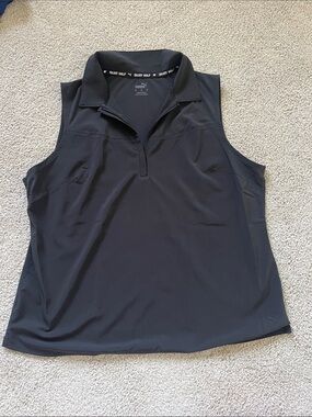 Puma Black Sleeveless Quarter-Zip Polo